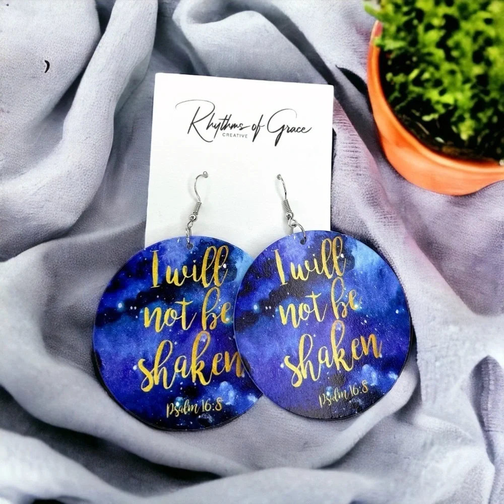 Shine Your Faith: Trendy Bible Verse  Dangle Earrings! Psalm 16:8